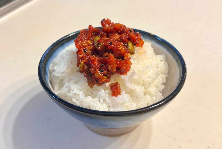 コストコのシアッチョッを白ご飯に乗せた写真